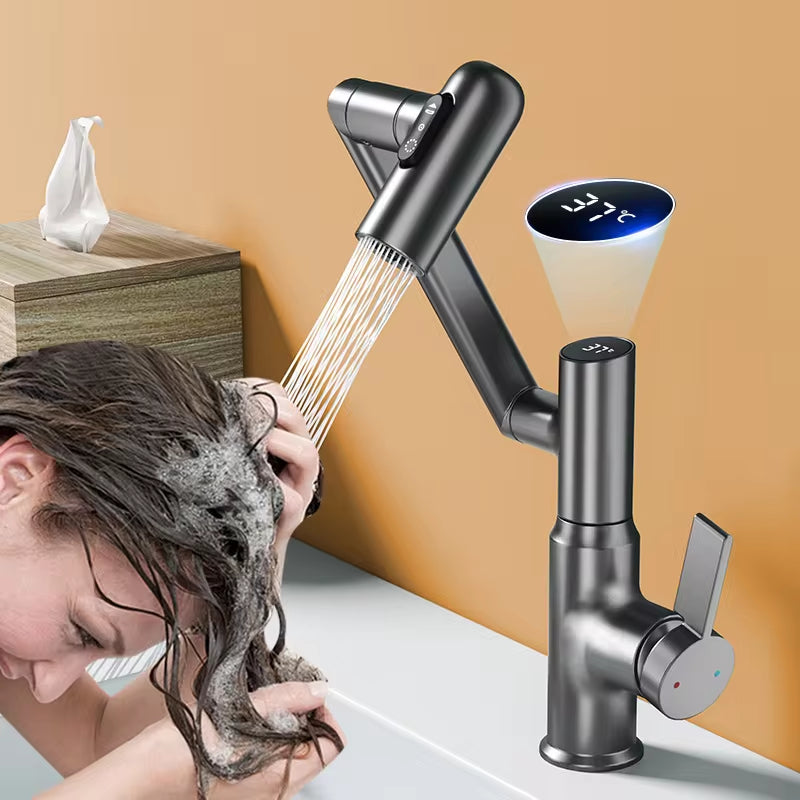 Basin Faucet With 360* Rotation, Three Water Settings, And LED Display W/Touch Control