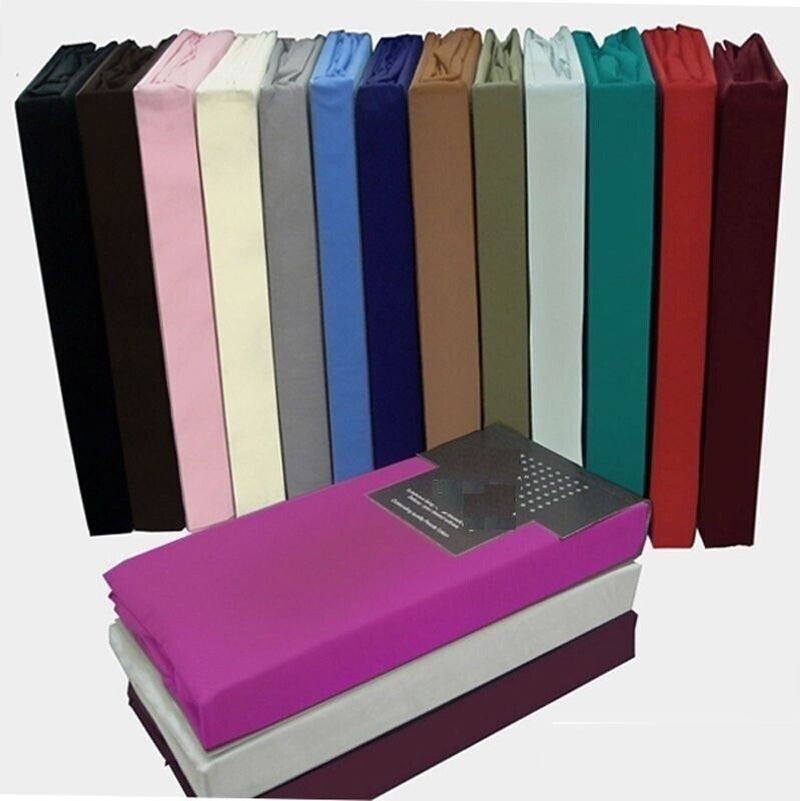 100% Egyptian Cotton Fitted Sheet 200TC Single 4FT Small Double King Super King