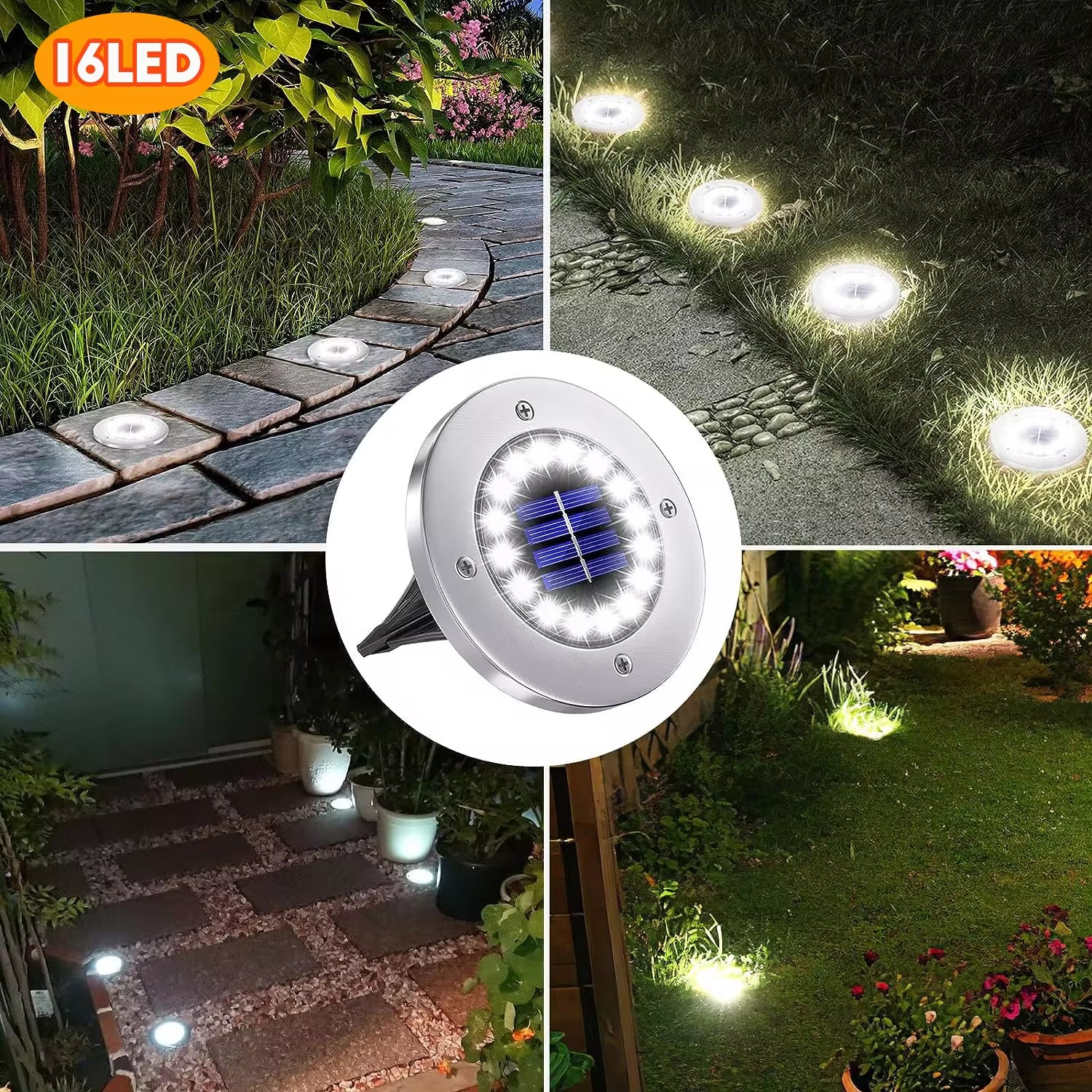 Illuminating Solar Ground Lights for Outdoor Decoration - 12 LED Waterproof Solar Disk Lights for Yard, Pathway, Lawn, and Patio