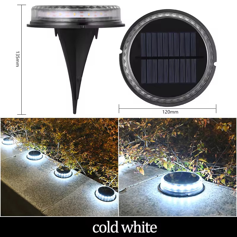 Illuminating Solar Ground Lights for Outdoor Decoration - 12 LED Waterproof Solar Disk Lights for Yard, Pathway, Lawn, and Patio