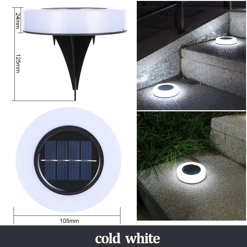 Illuminating Solar Ground Lights for Outdoor Decoration - 12 LED Waterproof Solar Disk Lights for Yard, Pathway, Lawn, and Patio