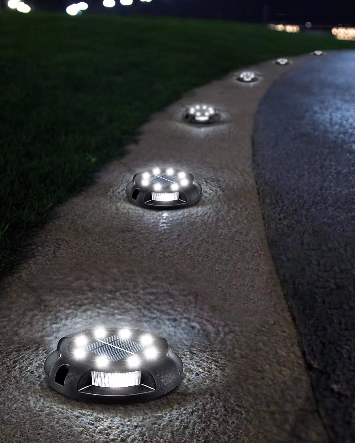 Illuminating Solar Ground Lights for Outdoor Decoration - 12 LED Waterproof Solar Disk Lights for Yard, Pathway, Lawn, and Patio