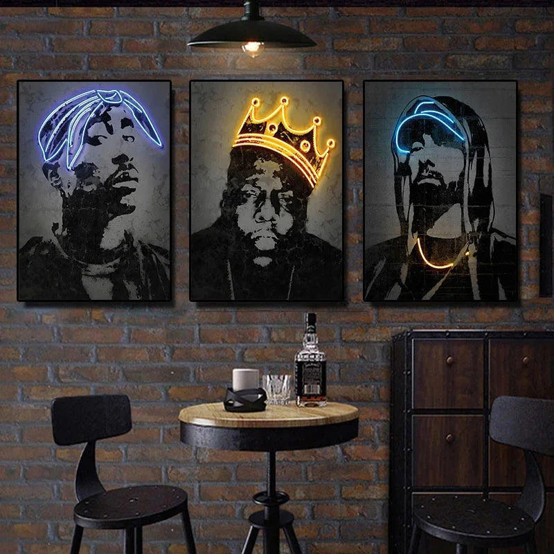 GOATS of Rap & Hip-Hop NEON Print Canvas Posters