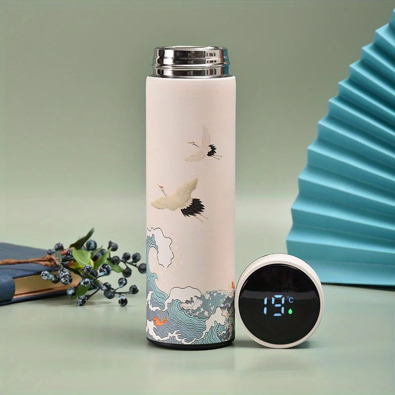 Insulated Chinese Style Thermal Water Bottle W/ Smart Temperature Display