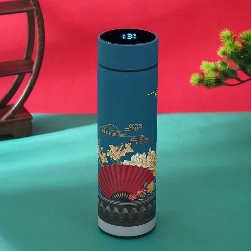 Insulated Chinese Style Thermal Water Bottle W/ Smart Temperature Display