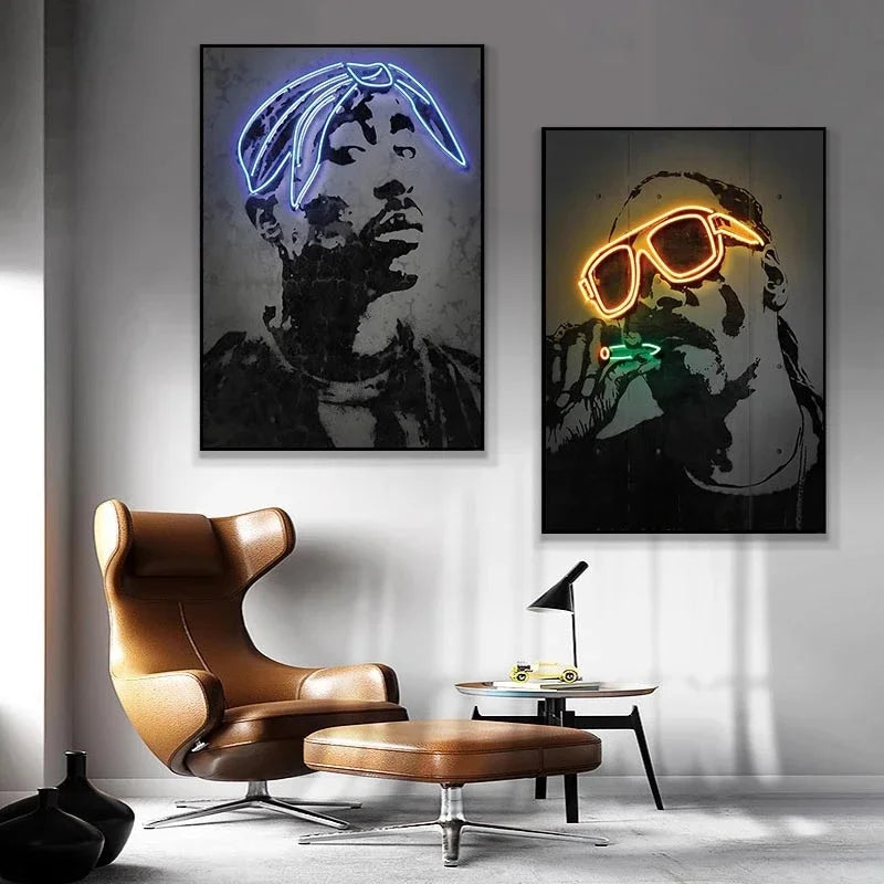 GOATS of Rap & Hip-Hop NEON Print Canvas Posters