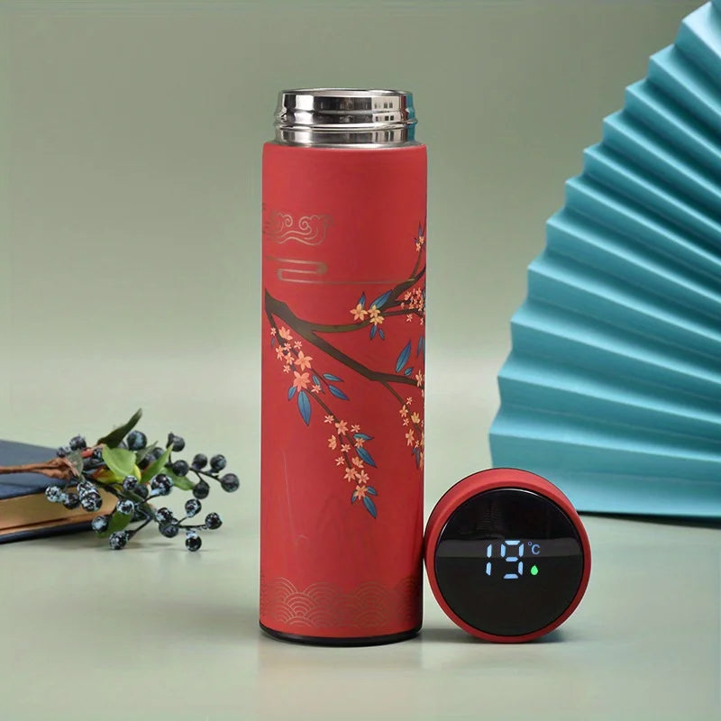 Insulated Chinese Style Thermal Water Bottle W/ Smart Temperature Display