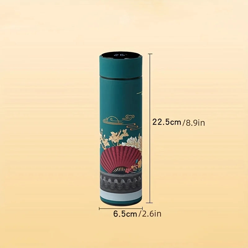 Insulated Chinese Style Thermal Water Bottle W/ Smart Temperature Display