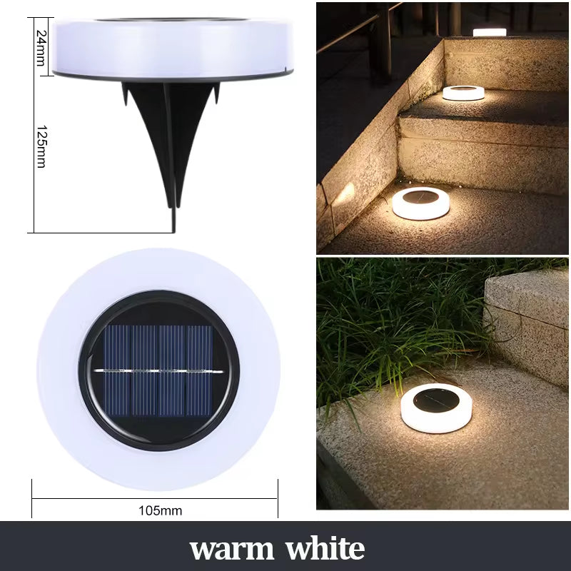 Illuminating Solar Ground Lights for Outdoor Decoration - 12 LED Waterproof Solar Disk Lights for Yard, Pathway, Lawn, and Patio