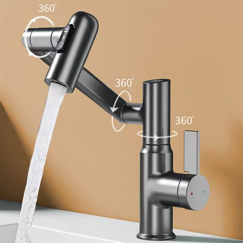 Basin Faucet With 360* Rotation, Three Water Settings, And LED Display W/Touch Control