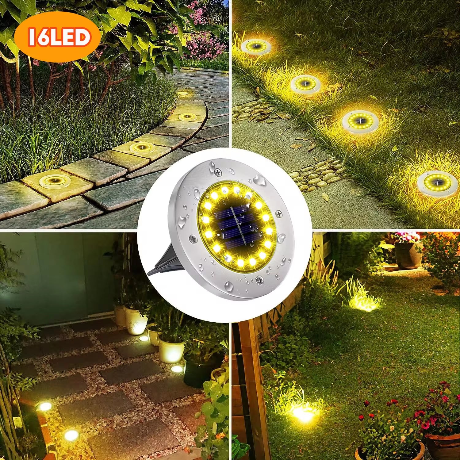 Illuminating Solar Ground Lights for Outdoor Decoration - 12 LED Waterproof Solar Disk Lights for Yard, Pathway, Lawn, and Patio