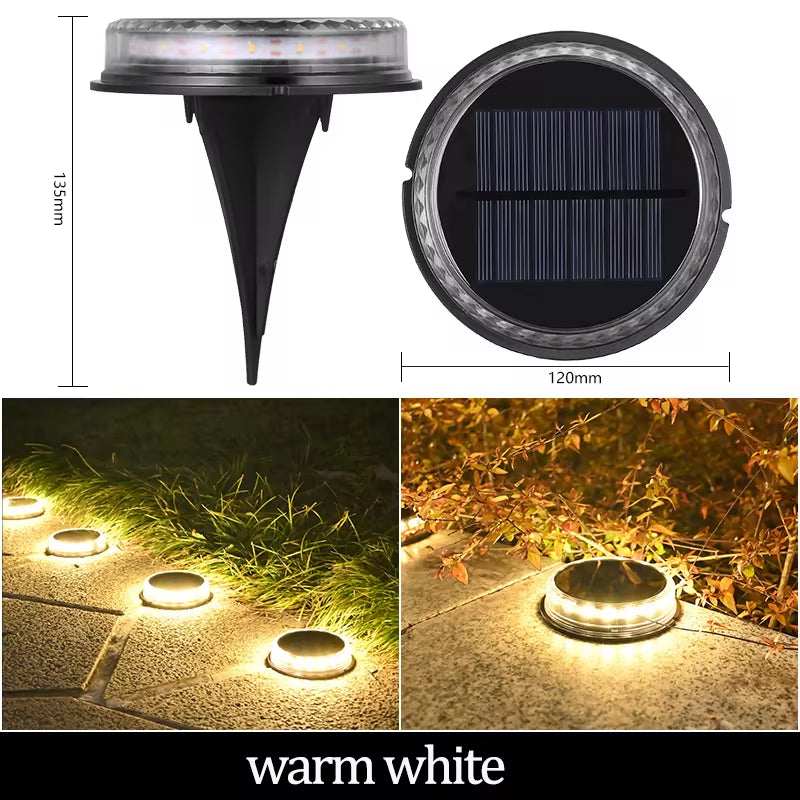 Illuminating Solar Ground Lights for Outdoor Decoration - 12 LED Waterproof Solar Disk Lights for Yard, Pathway, Lawn, and Patio