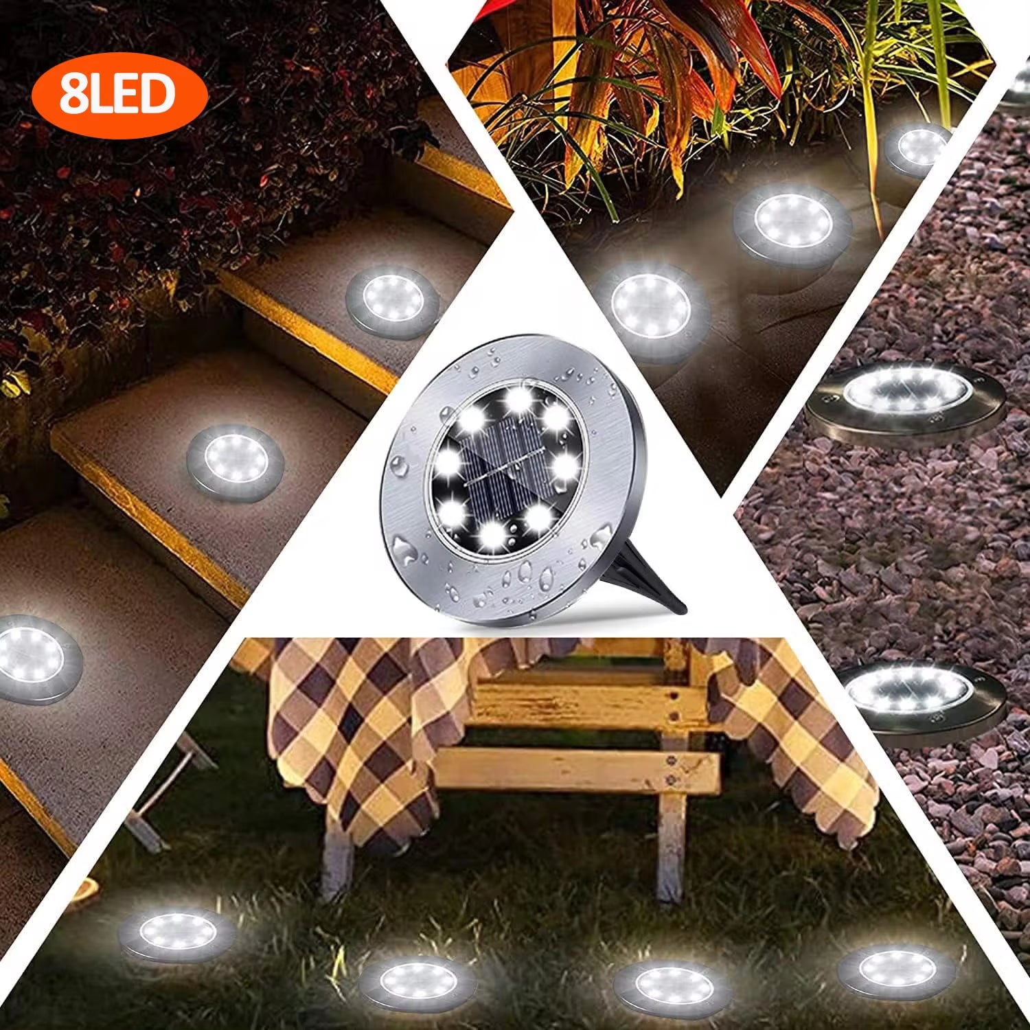 Illuminating Solar Ground Lights for Outdoor Decoration - 12 LED Waterproof Solar Disk Lights for Yard, Pathway, Lawn, and Patio