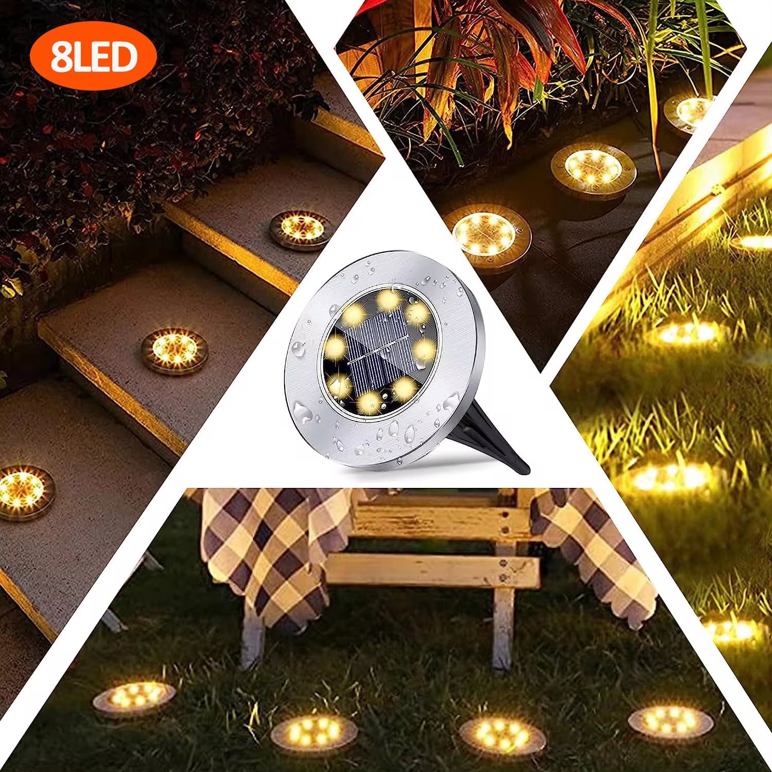 Illuminating Solar Ground Lights for Outdoor Decoration - 12 LED Waterproof Solar Disk Lights for Yard, Pathway, Lawn, and Patio