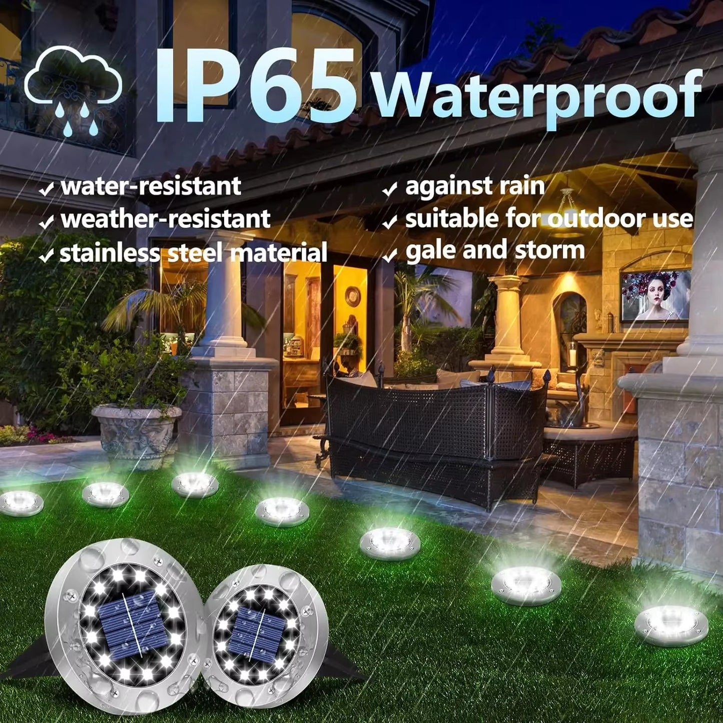 Illuminating Solar Ground Lights for Outdoor Decoration - 12 LED Waterproof Solar Disk Lights for Yard, Pathway, Lawn, and Patio